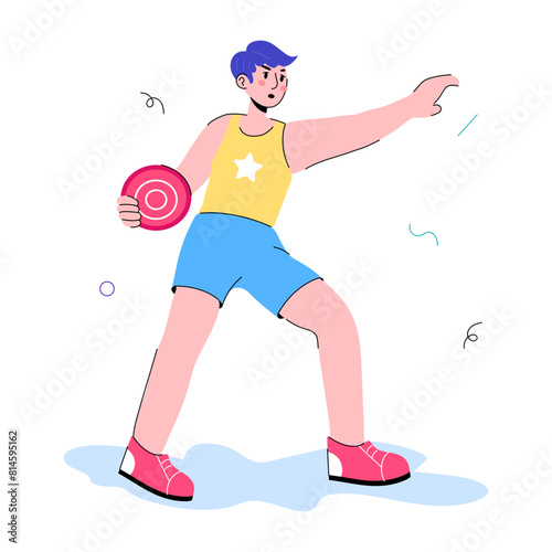 Grab this doodle mini illustration of playing frisbee 