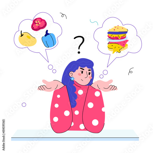 Premium doodle mini illustration of food thoughts 