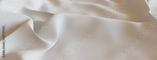 White Cloth with Ripples and Folds. Smooth Surface Wallpaper. photo