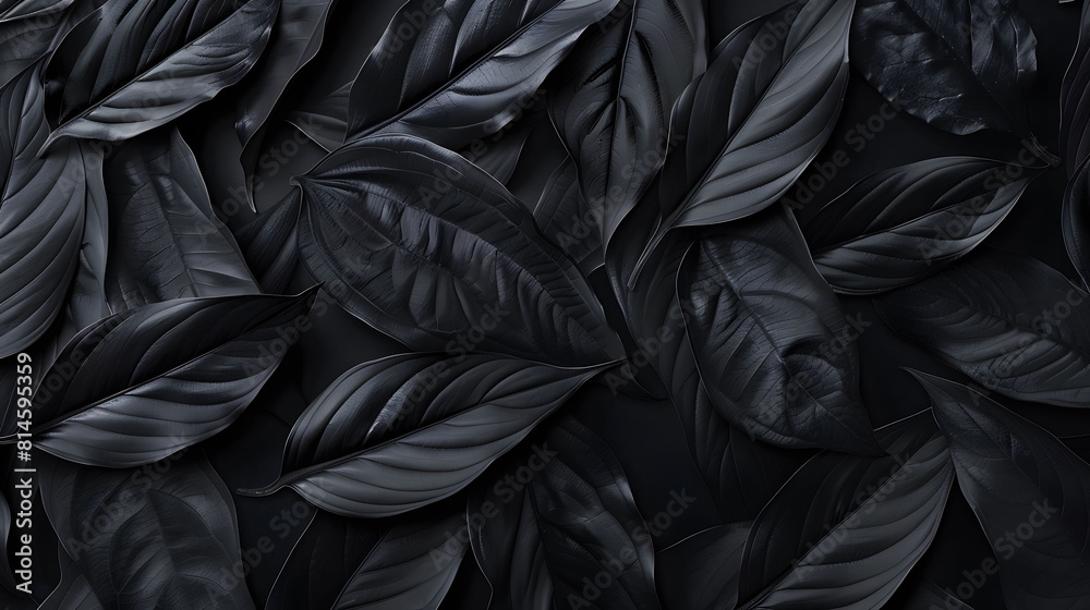 Tropical leaf digital AI design featuring textures of abstract black leaves for a dark nature concept. Flat lay format for a tropical foliage-inspired look. Tropical leaf digital AI design featuring textures of abstract black leaves for a dark nature concept. Flat lay format for a tropical foliage-inspired look.