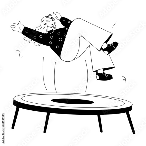 A doodle mini illustration of trampoline jump 