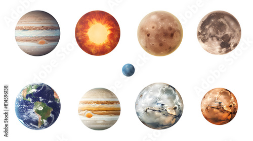 Various planets, transparent pictures