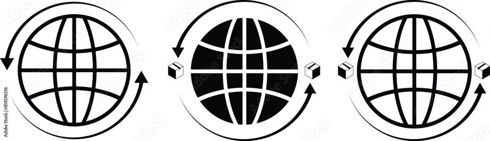Import Export Globe Distribution Icon Line Version 3 Import Export Globe Distribution Icon Line Version 3