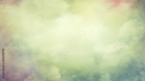 Light green background with foliage in watercolor style photo