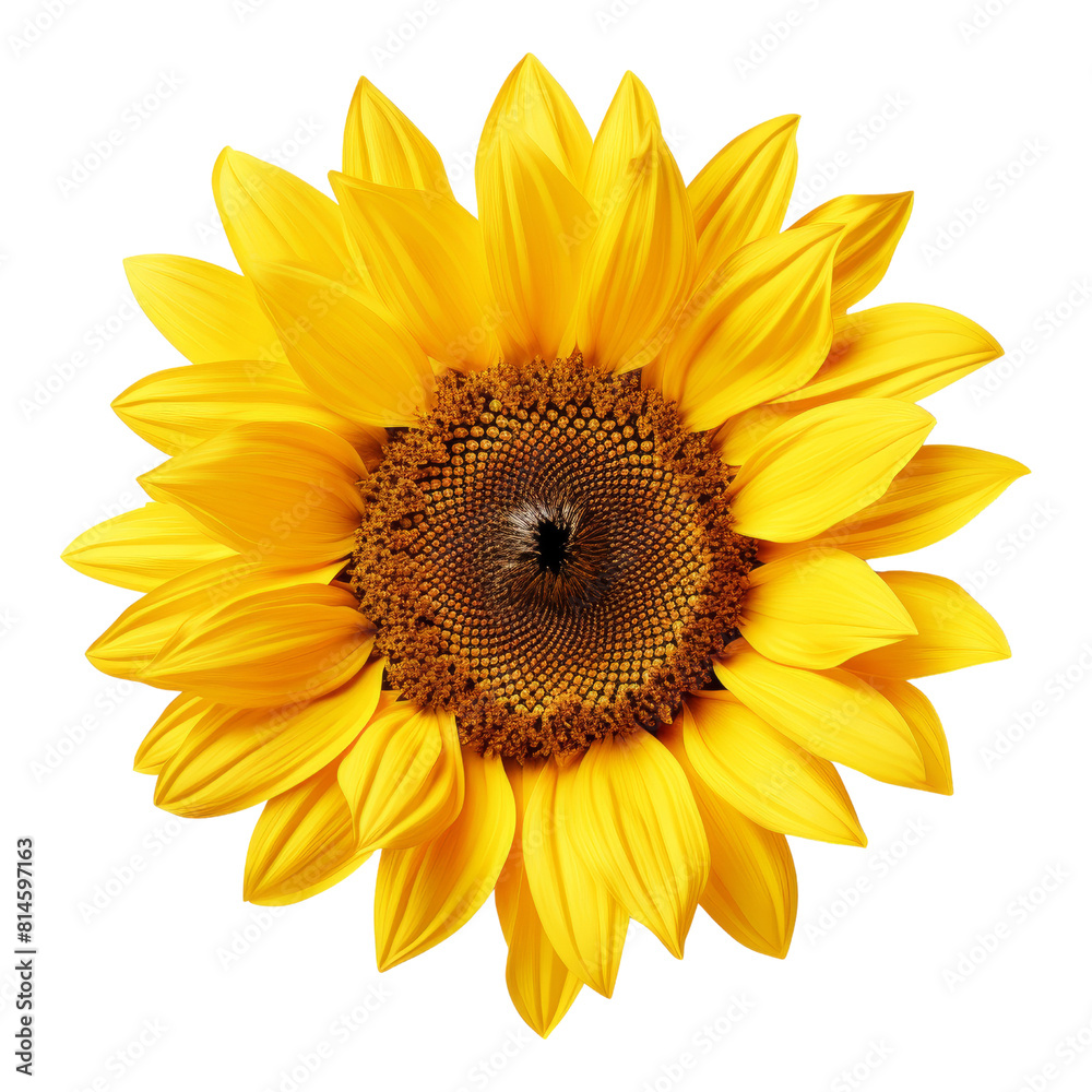 Fototapeta premium Bright sunflower PNG, di cut on a clear background.