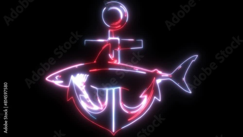 neon animation of great white shark photo