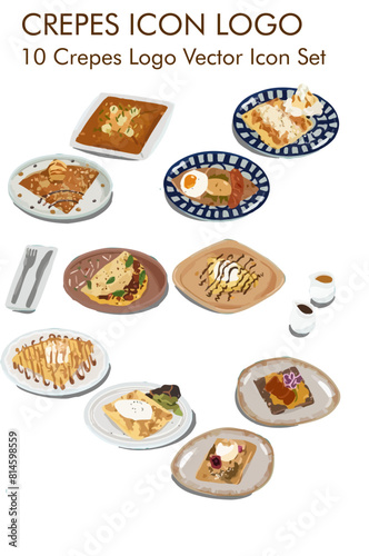 Crepes logo vector Icon set
