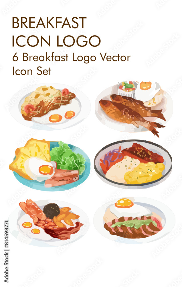 Breakfast logo vector Icon set Breakfast logo vector Icon set