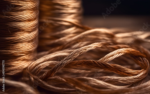 Nylon threads intertwined, reflecting the early morning light, showcasing durability and sheen
