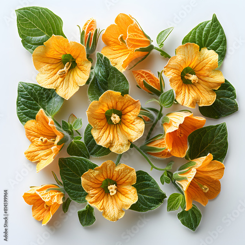 Flies transferring pollen between flowers of squash  pumpkin  and other cucurbit crops isolated on white background  minimalism  png 