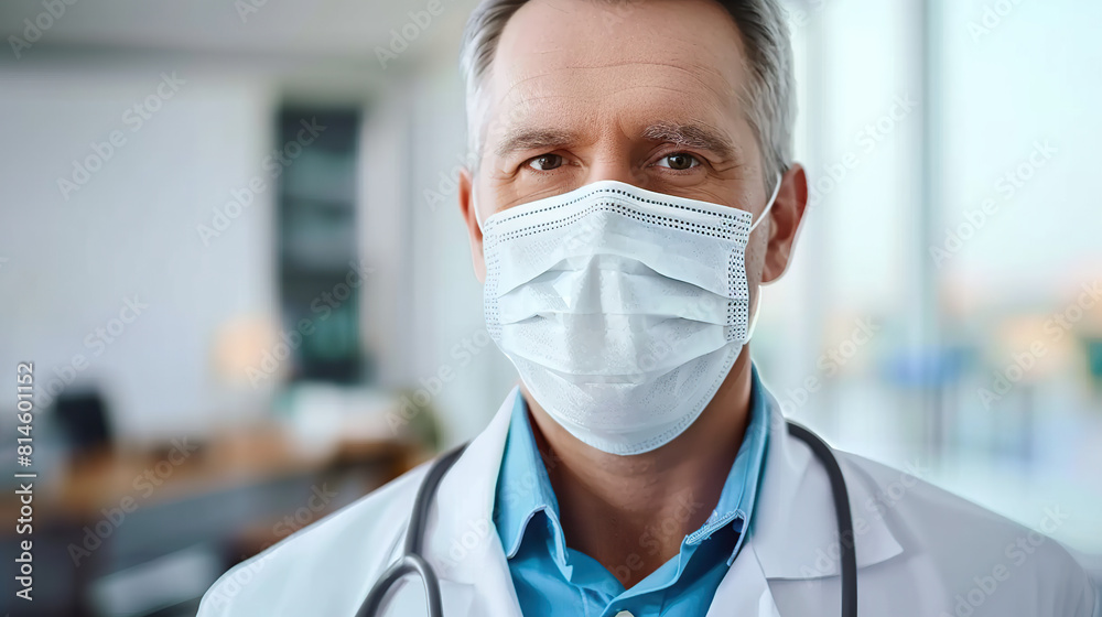 Doctor wearing medical mask. Generative AI Doctor wearing medical mask. Generative AI