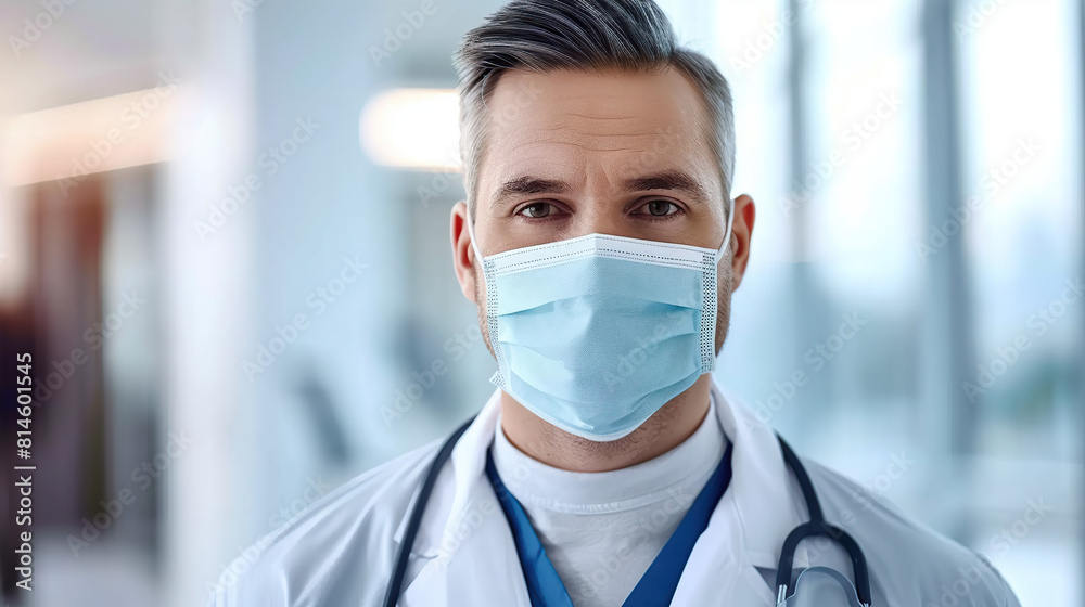 Doctor wearing medical mask. Generative AI Doctor wearing medical mask. Generative AI