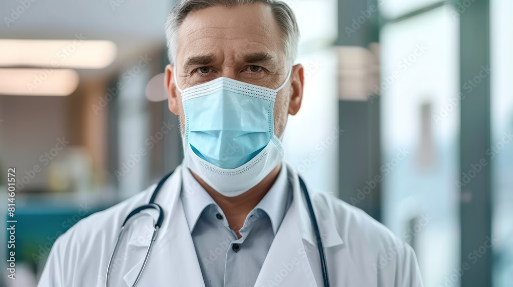 Doctor wearing medical mask. Generative AI Doctor wearing medical mask. Generative AI
