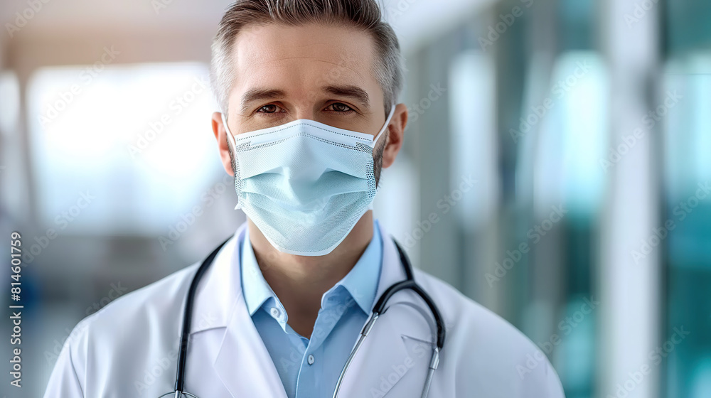 Doctor wearing medical mask. Generative AI Doctor wearing medical mask. Generative AI