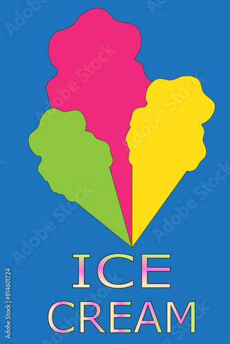 Illustration with stylized ice creams and text for banner