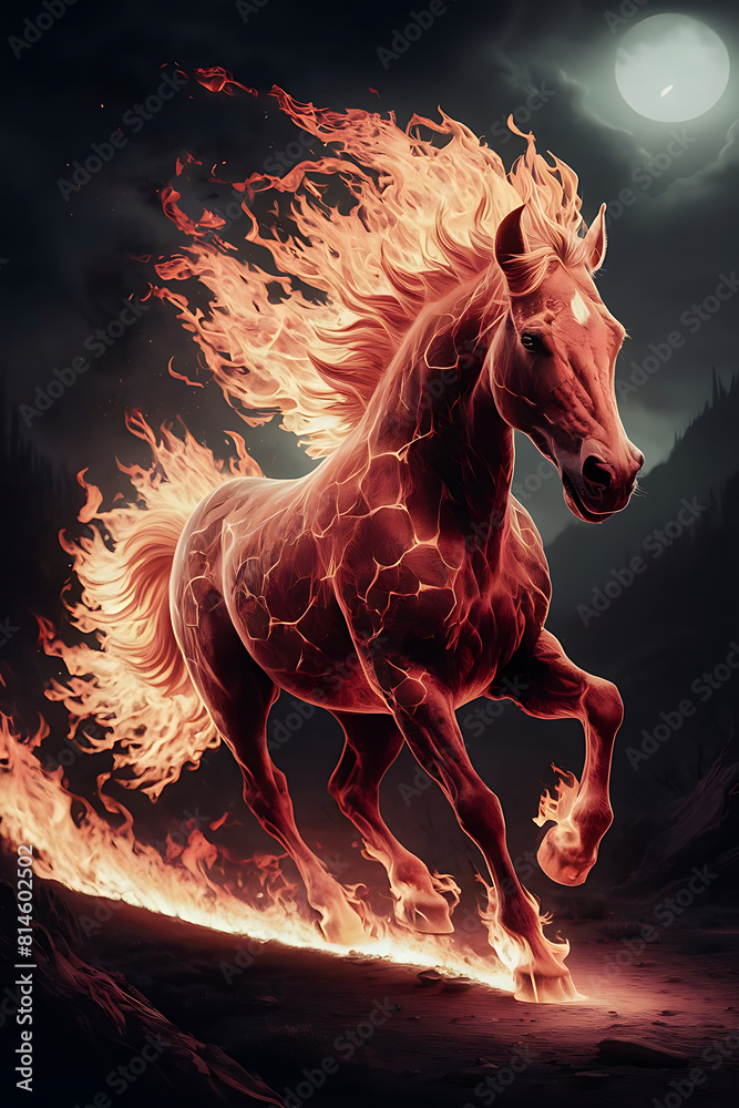 Obraz premium a majestic horse formed entirely of flames