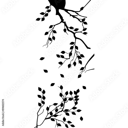 Vector illustration of a tree branches with lush leaves
