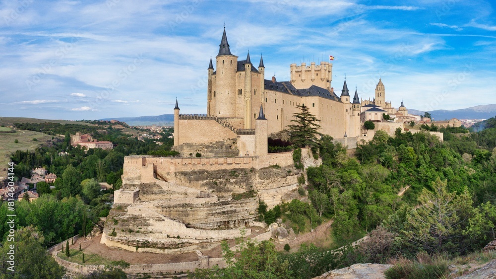 Majestic Segovia Castle on the green hilltop. Spain Majestic Segovia Castle on the green hilltop. Spain