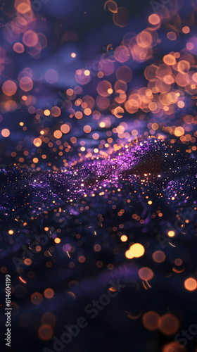 Sparkling bokeh with purple and gold tones