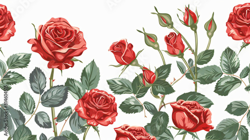 Horizontal seamless background with red roses