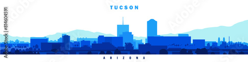 Tucson City silhouette vector illustration blue design on white background, travel to america