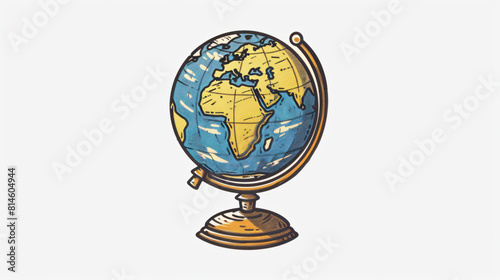Illustration drawing of globe logo with isolated