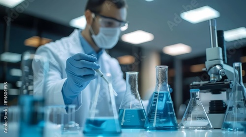 Precision in Science: Closeup of a Laboratory with Scientists Working on Advanced Chemical Experiments