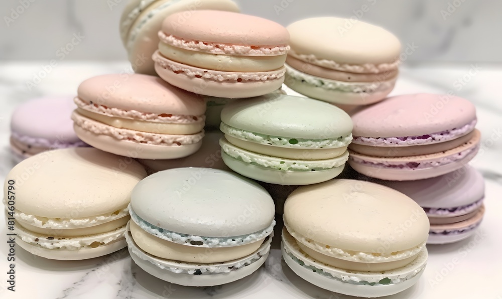 Fototapeta premium macarons sitting on top of each other, Generative AI
