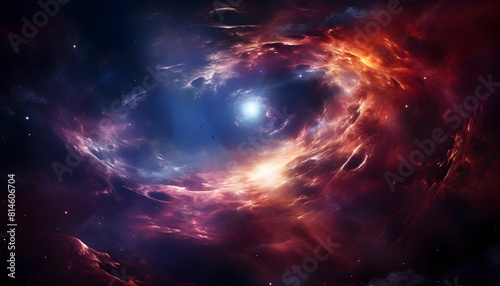 Colorful nebula rising start  red giant  black-hole  deep space. Supernova galaxy background wallpapered
