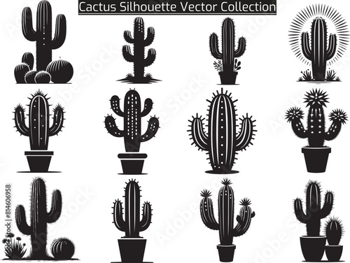 Set of Cactus Silhouette Vector