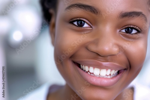 Close-Up of a Smiling Young Girl with Perfect White Teeth