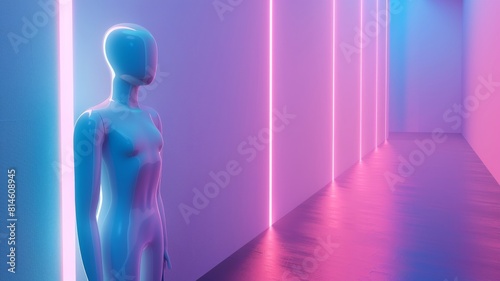 A mannequin in a neon futuristic light