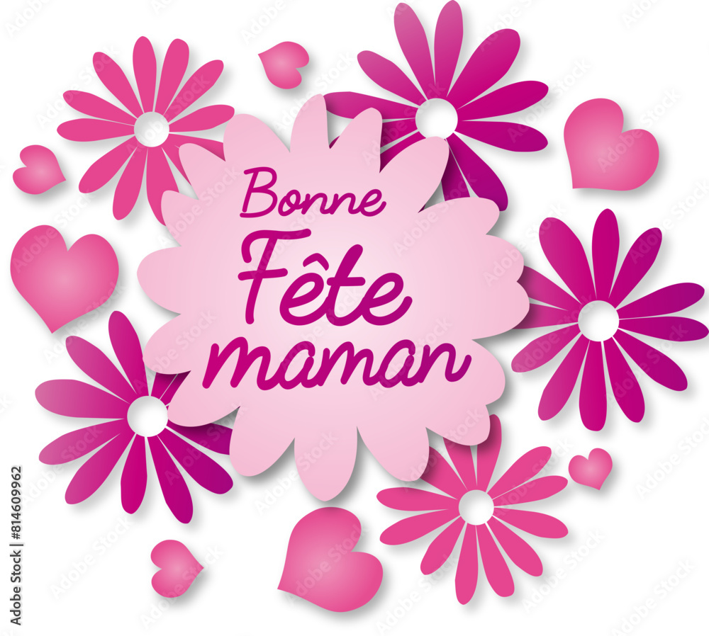 Bonne fête maman ! message cœurs et fleurs pour la fête des mères