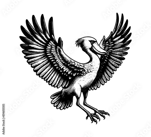 Shoebill bird hand drawn vector