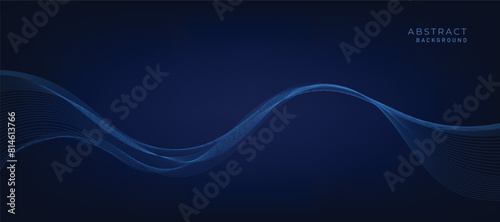 Abstract vector modern blue background with blue wavy lines. 
