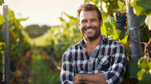 Portrait of a smiling man in a vineyard photo