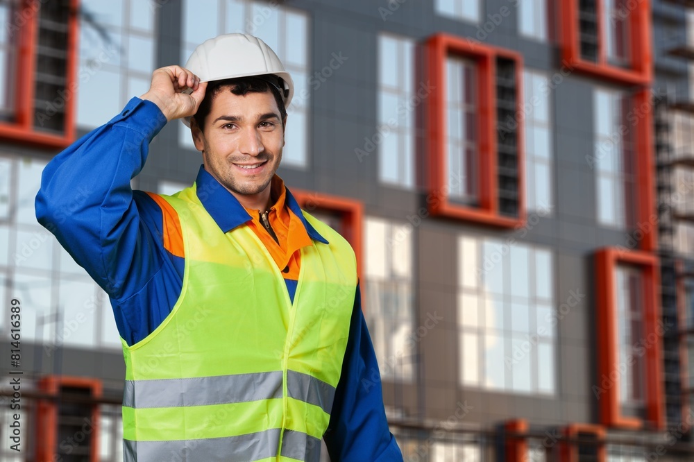 man project management on construction site man project management on construction site