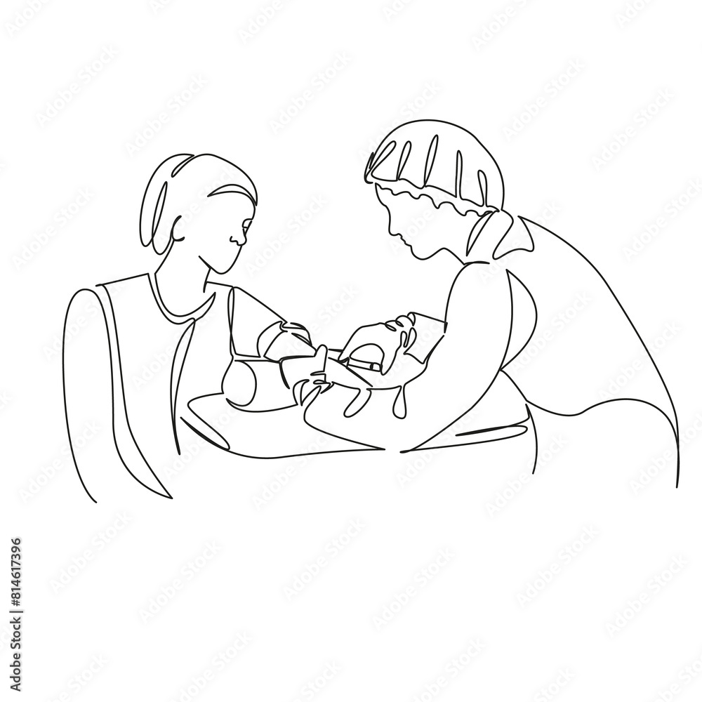 nurse takes a blood test from a woman
