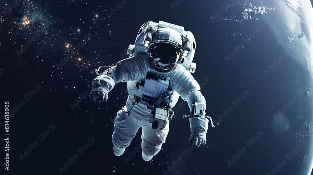 Astronaut Floating in Space, surrounded by the vastness of space and stars. Astronaut Floating in Space, surrounded by the vastness of space and stars.