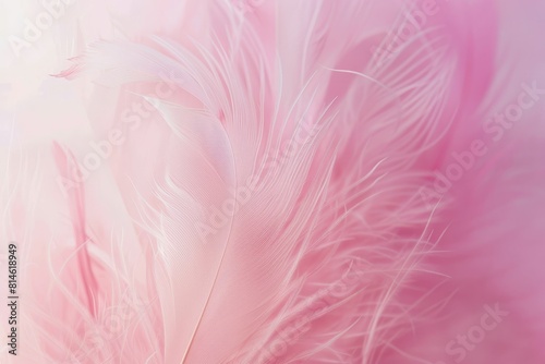 Delicate close-up of soft pink feathers  offering a dreamy  gentle texture with a pastel color palette suitable for backgrounds or thematic designs about tenderness and tranquility