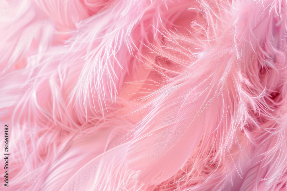 Delicate and soft background texture of light pink feathers, offering a sense of gentle luxury and elegance, suitable for design use and thematic concepts