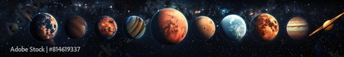 image of many planets in space, astronomical and astrological background, space exploration