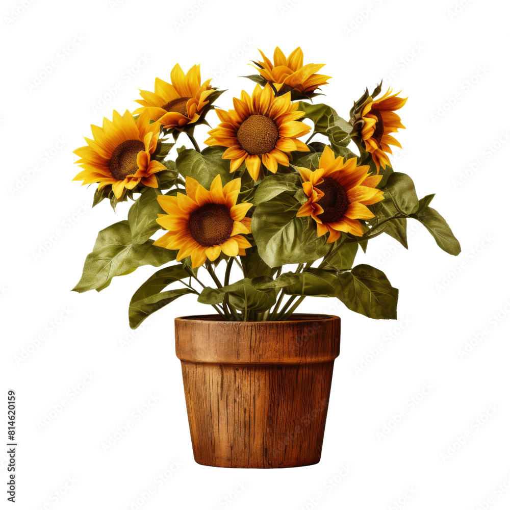 Obraz premium Brighten up your home with this beautiful sunflower bouquet! This arrangement is sure to bring a smile to your face and is perfect for any occasion.