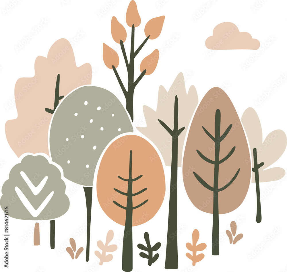 Cartoon style trees, isolated on transparent background. Cute kids illustration. Forest illustration Cartoon style trees, isolated on transparent background. Cute kids illustration. Forest illustration
