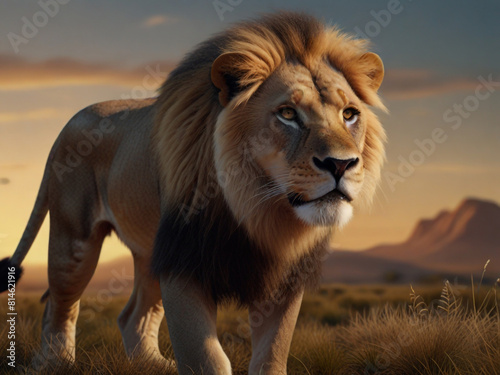 Lion cartoon with hunter 4K