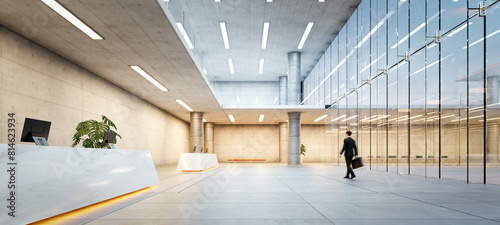 Wallpaper Mural 3D Modern corporate lobby interior with motion blur businessman Torontodigital.ca