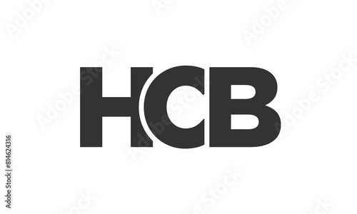 HCB logo design template with strong and modern bold text. Initial based vector logotype featuring simple and minimal typography. Trendy company identity.