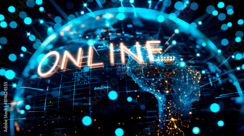 Online World Concept with Digital Connections and Glowing Lights