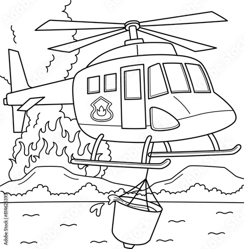 Firefighting Helicopter Coloring Page for Kids