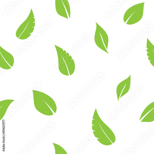 seamless pattern wallpaper of green leaves on a white background. Poster. Card. Print. Textile. Seamless abstract background. Vector illustration